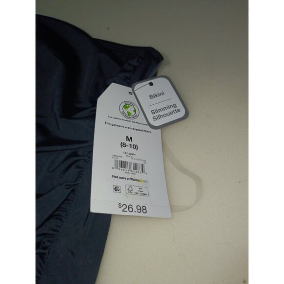 Women Swimsuit Size Medium 8-10 One Piece Black Single Shoulder Strap New w/ Tag - Picture 2 of 4